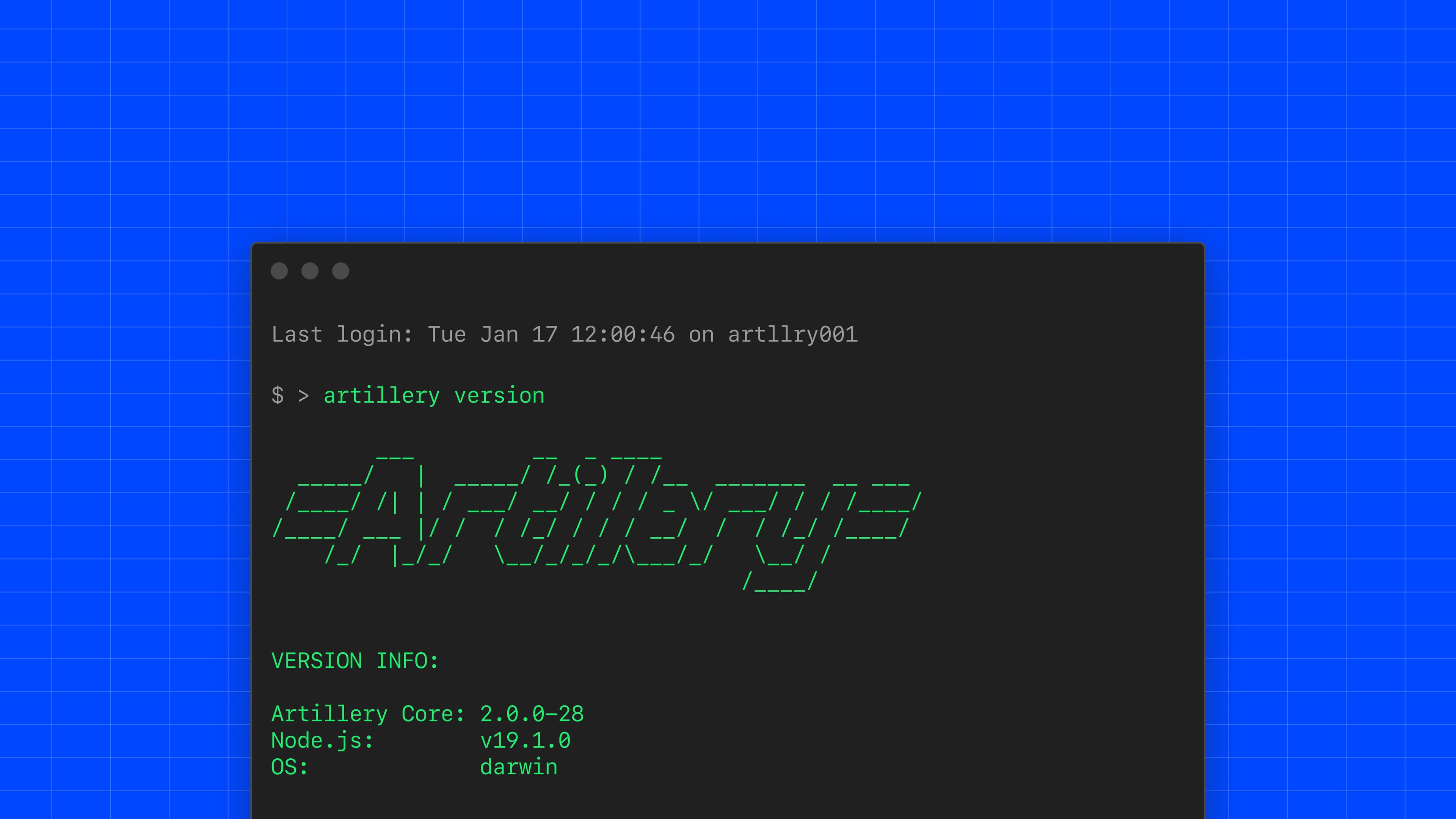 Artillery CLI v2.0.0-28