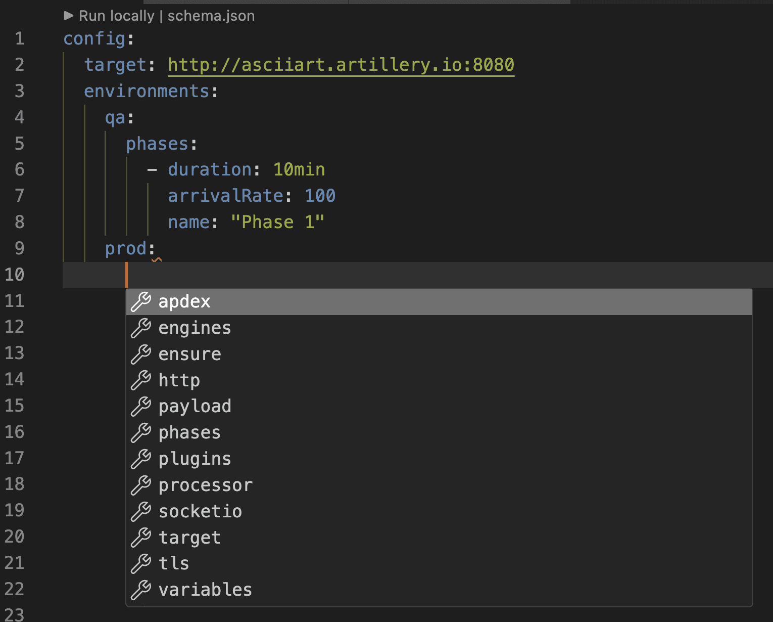Environments config options