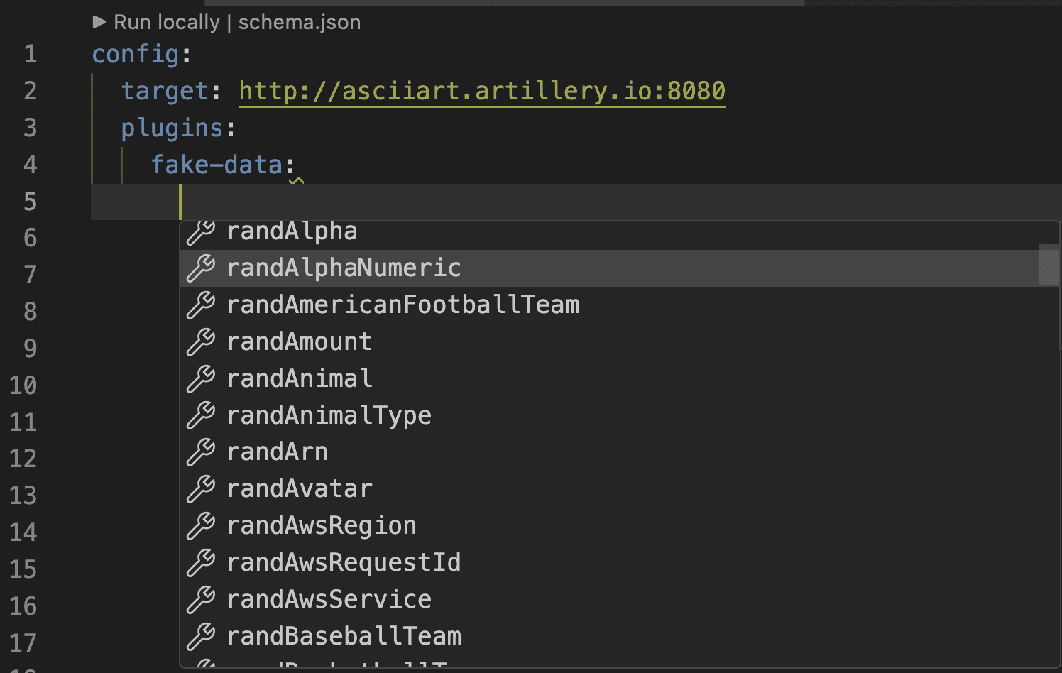 fake-data plugin config options