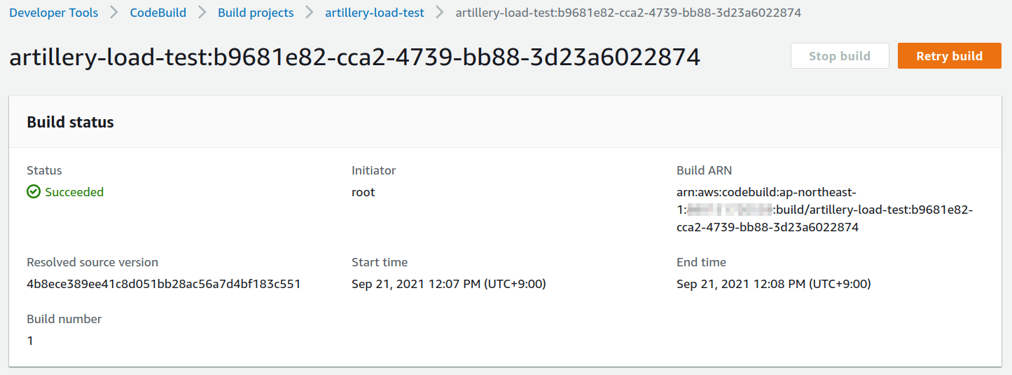 AWS CodeBuild Build Success