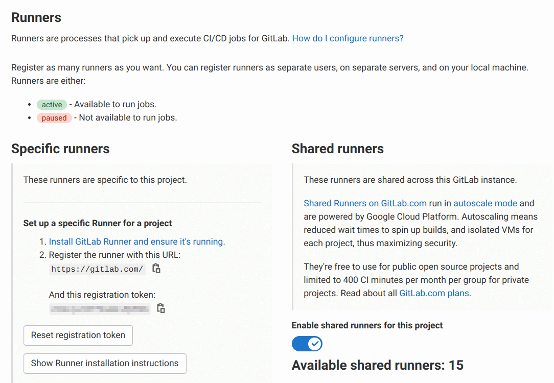 Verifying GitLab CI/CD runners for a project